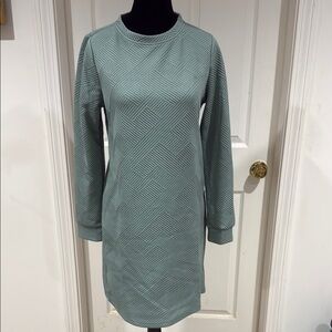 SHEIN Green Ribbed Long Sleeve Sweater Dress